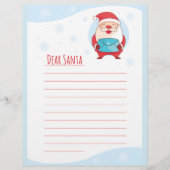 Fun Cute Letter to Dear Santa Claus lined template (Front)