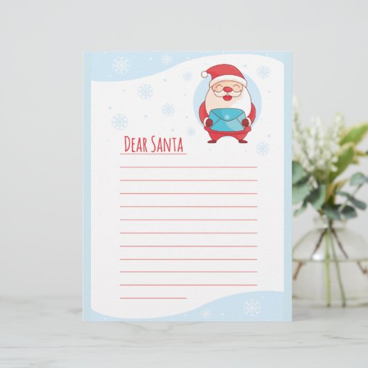 Fun Cute Letter to Dear Santa Claus lined template (Standing Front)