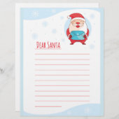 Fun Cute Letter to Dear Santa Claus lined template (Front/Back)