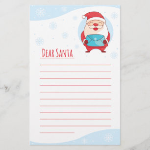 Fun Cute Letter to Dear Santa Claus lined template Stationery