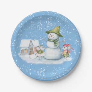 Fun Cute Merry Christmas Snow Holiday Paper Plates