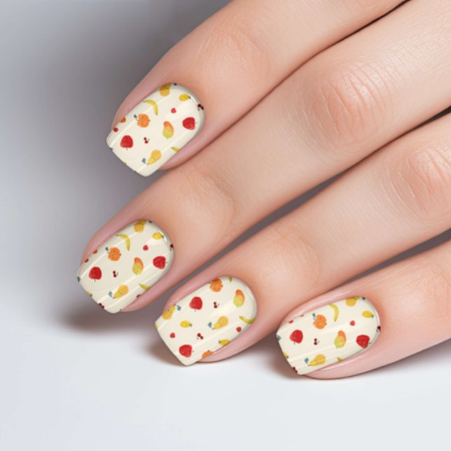 Fun Cute Multi Fruits Illustration Pattern Minx Nail Art (The cute multi fruit illustration pattern nail art decal design, show a cute and funny style.)