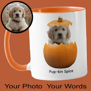 Fun Cute Personalized Halloween Pumpkin Dog Photo Mug