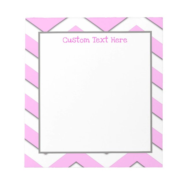 Fun Cute Pink Chevron Stripe Personalized Notepad (Front)