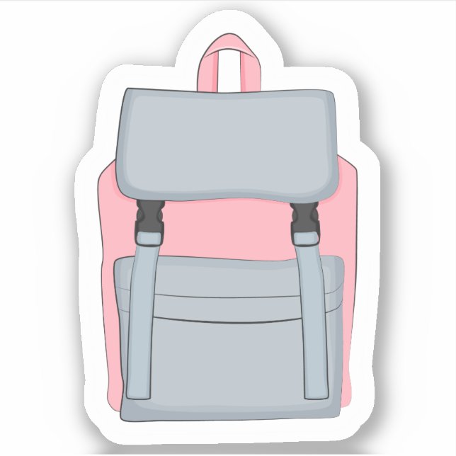 Fun Cute Pink Girly Backpack School Sticker (Front)