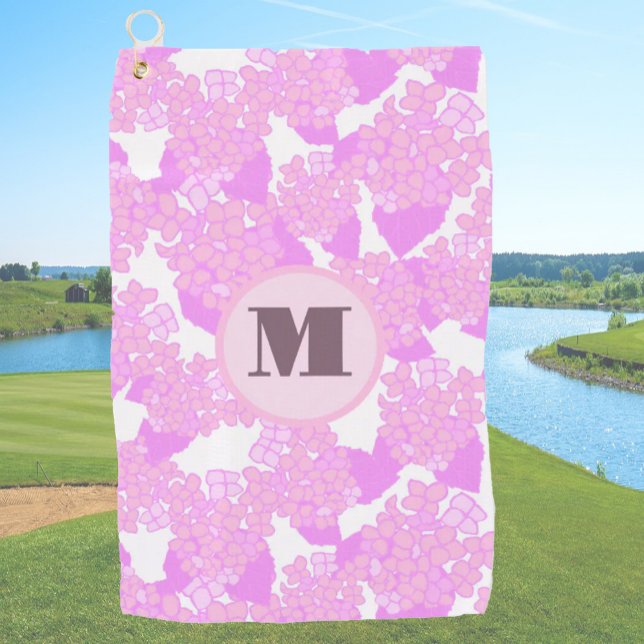 Fun Cute pink preppy floral custom monogram womens Golf Towel (Creator Uploaded)
