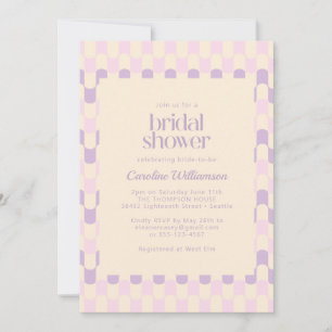 Fun Cute Pink Purple Retro Geometric Bridal Shower Invitation