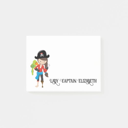 Fun Cute Pirate Girl Personalized Post_it Notes