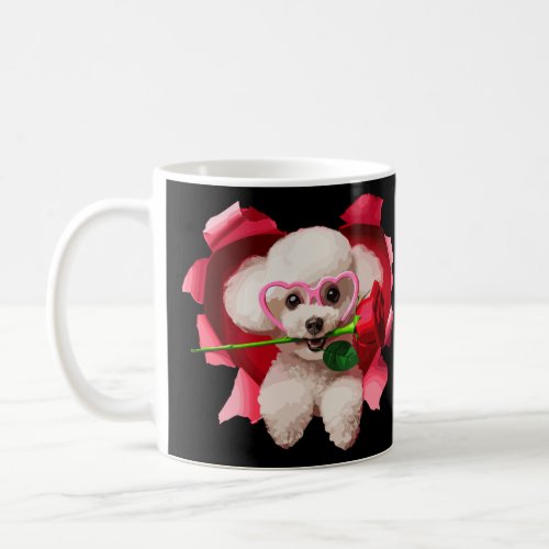 Fun Cute Poodle Dog Heart Glasses Lover Rose Valen Coffee Mug