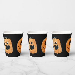 Fun Cute Pumpkin Carving Halloween Party Paper Cups