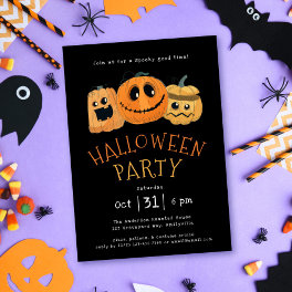 Fun Cute Pumpkin Jack O'Lantern Halloween Party Invitation