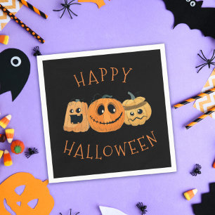 Fun Cute Pumpkin Jack O'Lanterns Halloween Party Napkins