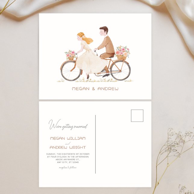 Fun cute romantic couple wedding invitation postcard (Creator Uploaded)