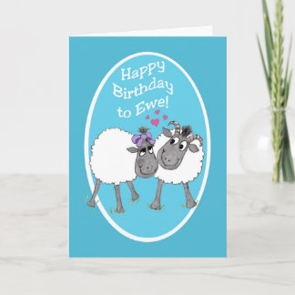 Fun Cute Sheep Happy Birthday to Ewe Card
