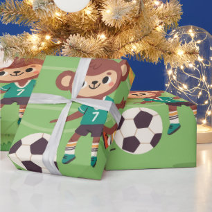 Fun-Cute Soccer Animals Wrapping Paper