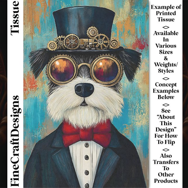 Fun Cute Steampunk Dog In Top Hat Z5 Decoupage Tissue Paper (Creator Uploaded)