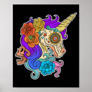 Fun Cute Sugar Skull Unicorn Halloween Gifts Costu Poster