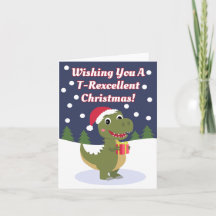 Fun Cute T-rex Christmas Greeting Card