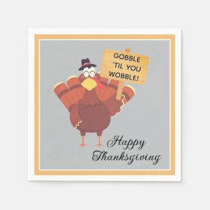 Fun! Cute Thanksgiving Gobble Paper Napkin