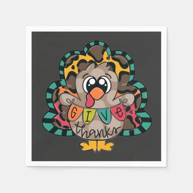 Fun cute turkey shirt napkins (Front)