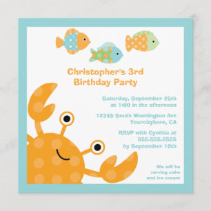 Fun cute under the sea birthday party invitation