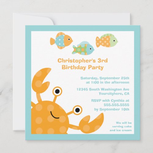 Fun cute under the sea birthday party invitation