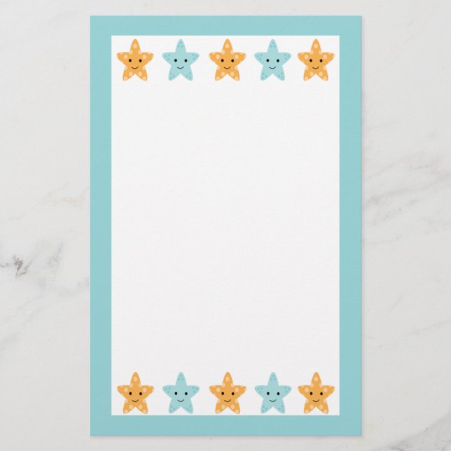 Fun cute under the sea starfish stationery paper (Front)