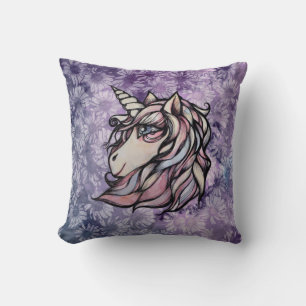 Fun cute unicorn art unicorns design throw pillow