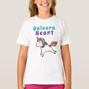 Fun cute Unicorn heart purple and pink flowers T-Shirt