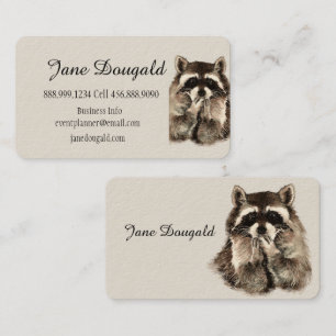Fun Cute Watercolor Raccoon Animal Business Card