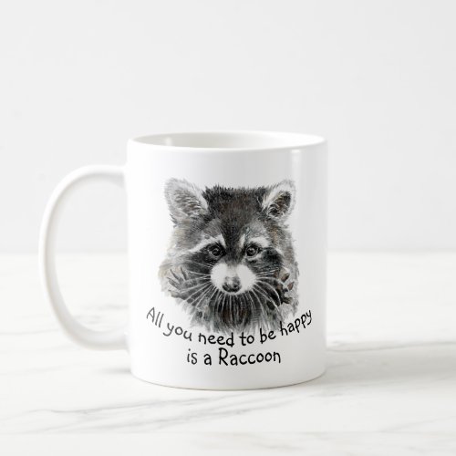 Fun Cute Watercolor Raccoon Cheerful Inspirational Coffee Mug