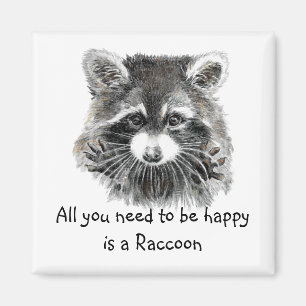 Fun Cute Watercolor Raccoon Inspirational Quote Magnet