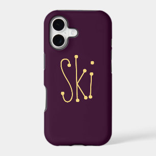 Fun Cute Whimsical SKI Text Deep Purple Background iPhone 17 Case