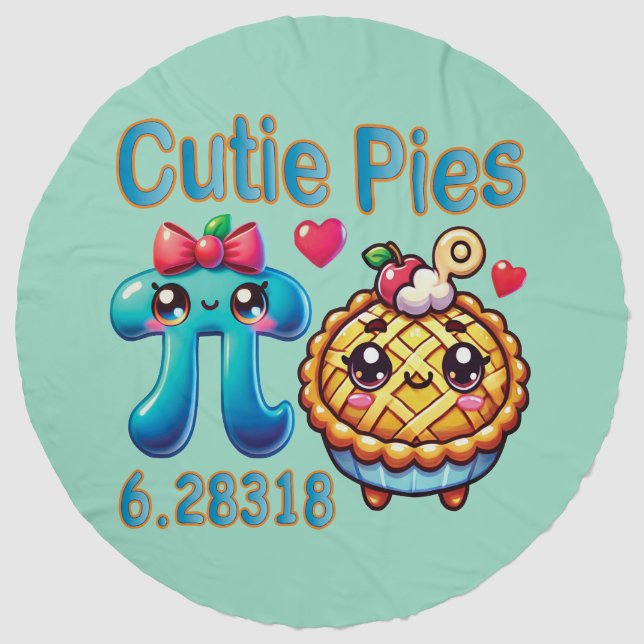 Fun “Cutie Pies” Cute Pi Symbol & Pie Pun Beach Towel (Front)