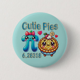 Fun “Cutie Pies” Cute Pi Symbol & Pie Pun Button
