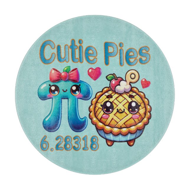 Fun “Cutie Pies” Cute Pi Symbol & Pie Pun Cutting Board (Front)