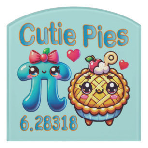 Fun “Cutie Pies” Cute Pi Symbol & Pie Pun Door Sign