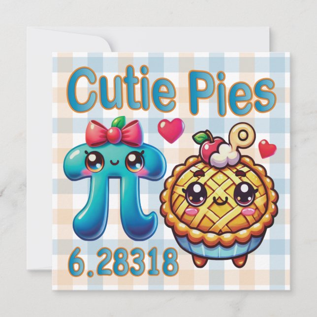 Fun “Cutie Pies” Cute Pi Symbol & Pie Pun Invitation (Front)