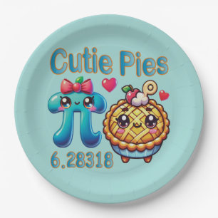 Fun “Cutie Pies” Cute Pi Symbol & Pie Pun Paper Plates