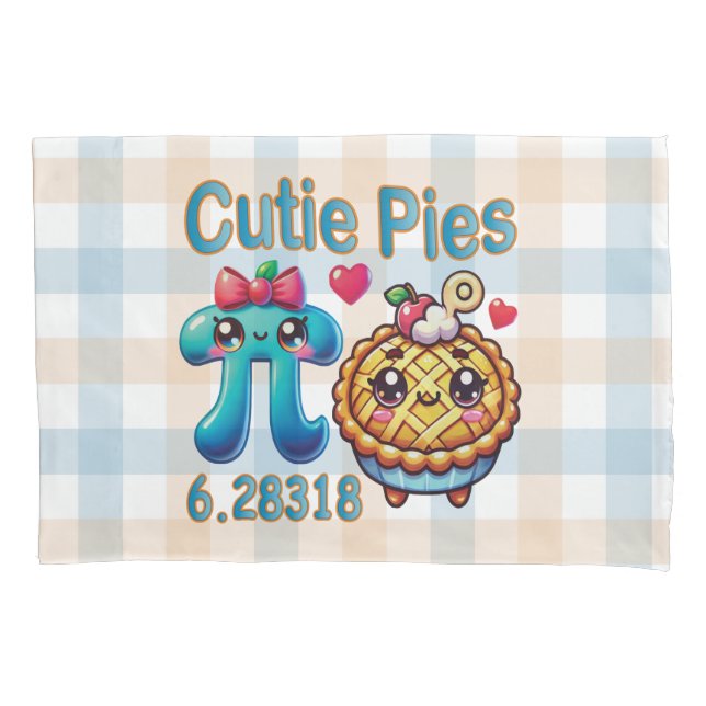 Fun “Cutie Pies” Cute Pi Symbol & Pie Pun Pillow Case (Front)