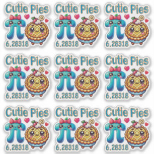 Fun “Cutie Pies” Cute Pi Symbol & Pie Pun Sticker