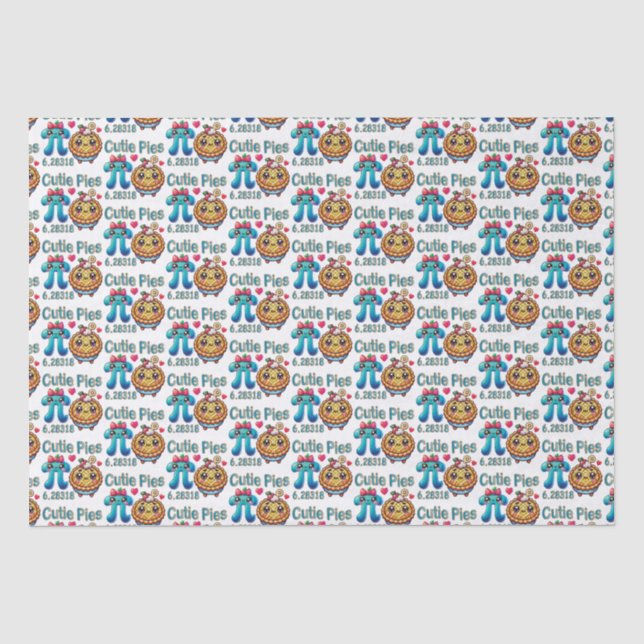 Fun “Cutie Pies” Cute Pi Symbol & Pie Pun Tissue Paper (Front)