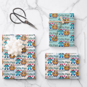 Fun “Cutie Pies” Cute Pi Symbol & Pie Pun Wrapping Paper Sheets