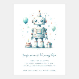 Fun Cyber Robot Space Birthday Invitation