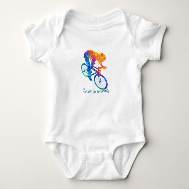 Fun Cyclist in training for biking  Quote Baby Bodysuit (Front)