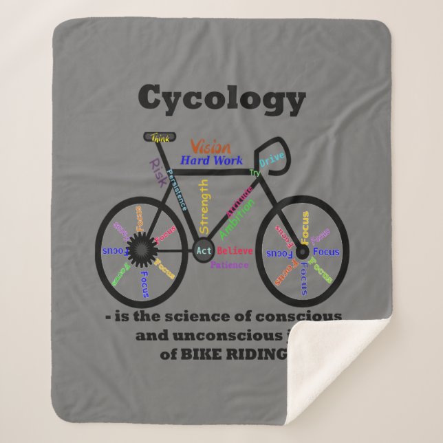 Fun Cycology Biking Bike Riding Definition Humor Sherpa Blanket (Front)