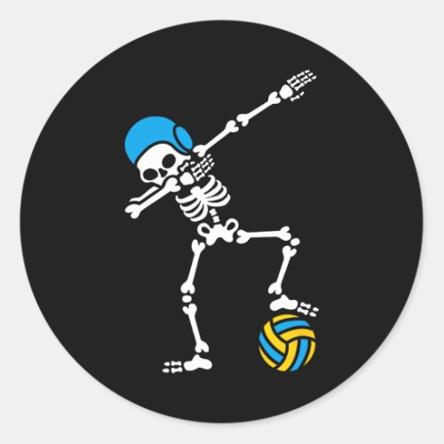 Fun Dab dabbing skeleton Water polo Halloween swim Classic Round Sticker