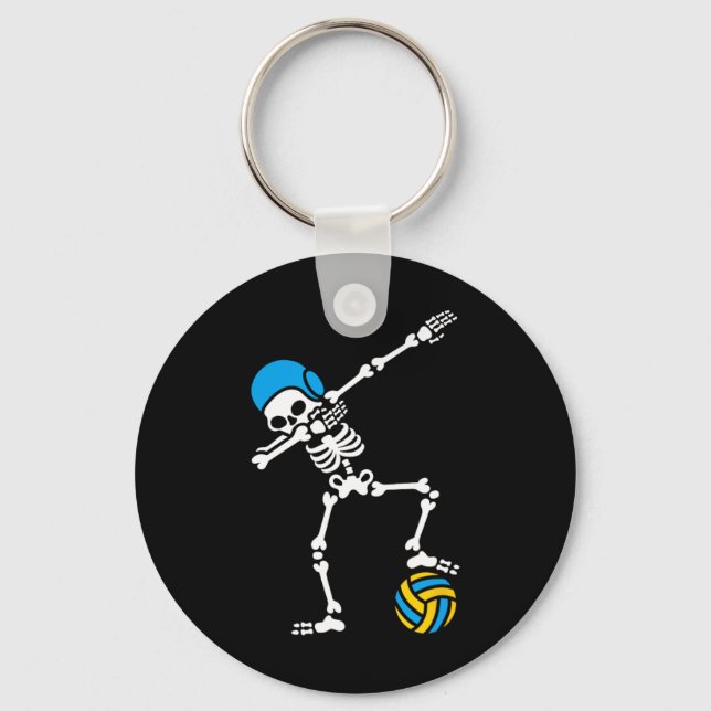 Fun Dab dabbing skeleton Water polo Halloween swim Keychain (Front)