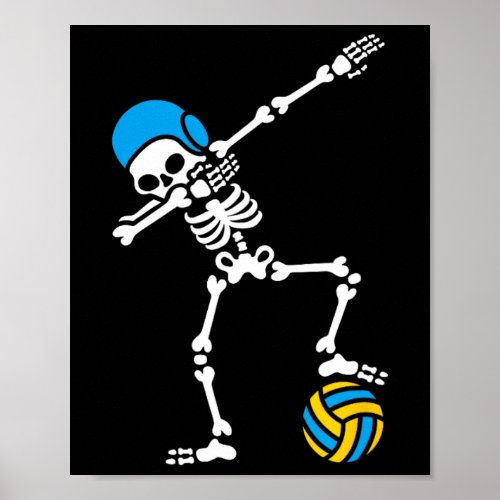 Fun Dab dabbing skeleton Water polo Halloween swim Poster
