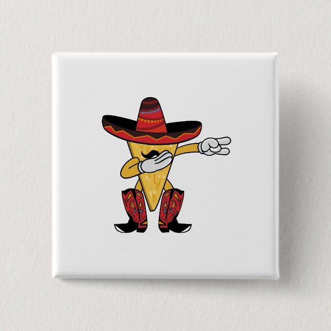 Fun Dabbing Nacho Cinco de Mayo Taco Chip Button (Front)